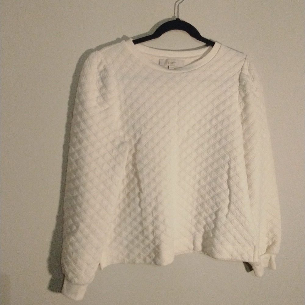 LOFT Cream Quilted Sweater